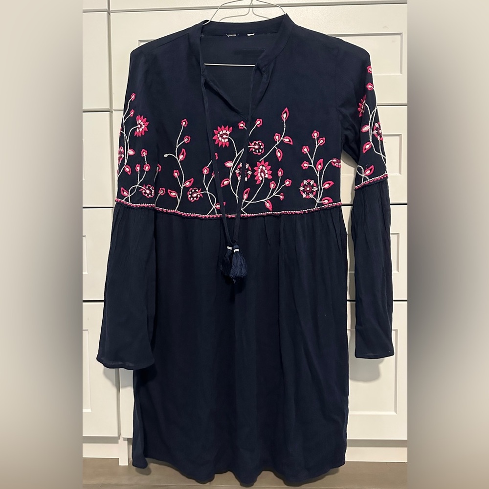 Blue embroidered dress